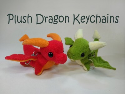 Customisable Handmade Dragon Plush Keychain - Made to order, posable wings! - image1